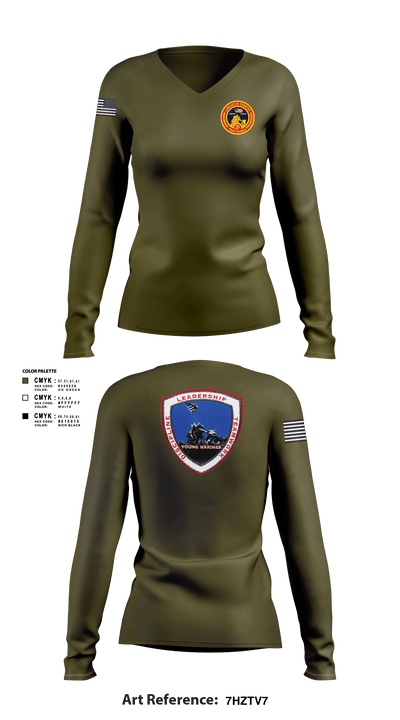 Lancaster County Young Marines 89976049 Women's Long Sleeve V-neck Shirt - 101