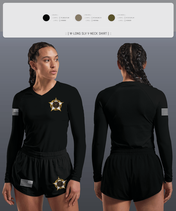 Womens Long Sleeve Vneck Shirt, Deputy Cleveland, Police, Teamtime, Team time, sublimation, custom sports apparel, team uniforms, spirit wear, spiritwear, sports uniforms, custom shirts, team store, custom team store, fundraiser sports, apparel fundraiser