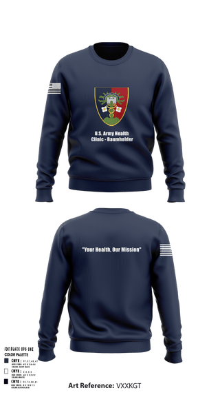 Crew Neck Sweatshirt, U.S. Army Health Clinic - Baumholder, Army, Teamtime, Team time, sublimation, custom sports apparel, team uniforms, spirit wear, spiritwear, sports uniforms, custom shirts, team store, custom team store, fundraiser sports, apparel fundraiser