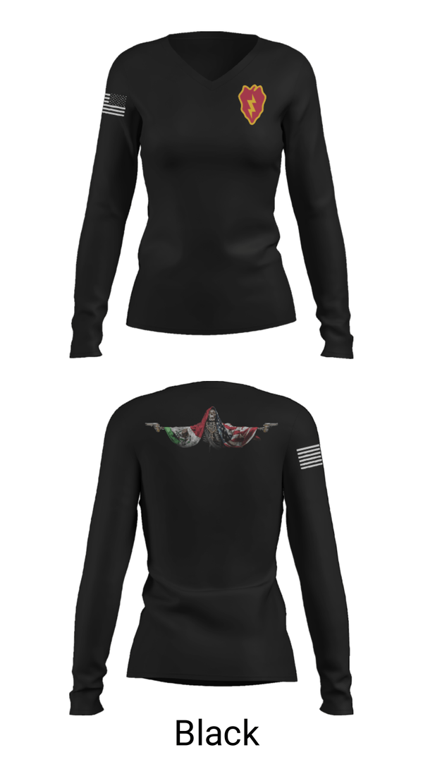 Women's Long Sleeve Vneck Shirt, 25th ID, Army, Teamtime, Team time, sublimation, custom sports apparel, team uniforms, spirit wear, spiritwear, sports uniforms, custom shirts, team store, custom team store, fundraiser sports, apparel fundraiser