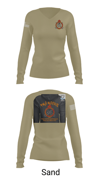 Womens Long Sleeve Vneck Shirt 1, FMS Moore, Army, Teamtime, Team time, sublimation, custom sports apparel, team uniforms, spirit wear, spiritwear, sports uniforms, custom shirts, team store, custom team store, fundraiser sports, apparel fundraiser