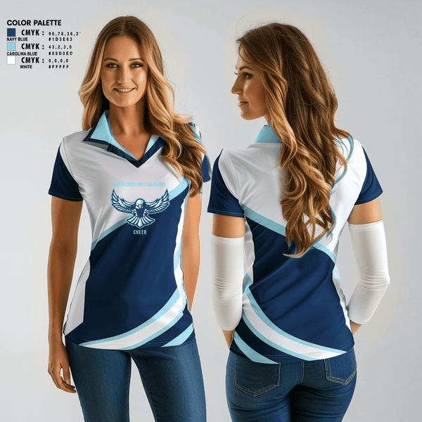 Womens Short Sleeve Vneck Shirt, North Cobb Christian School Cheer, Cheer, Teamtime, Team time, sublimation, custom sports apparel, team uniforms, spirit wear, spiritwear, sports uniforms, custom shirts, team store, custom team store, fundraiser sports, apparel fundraiser