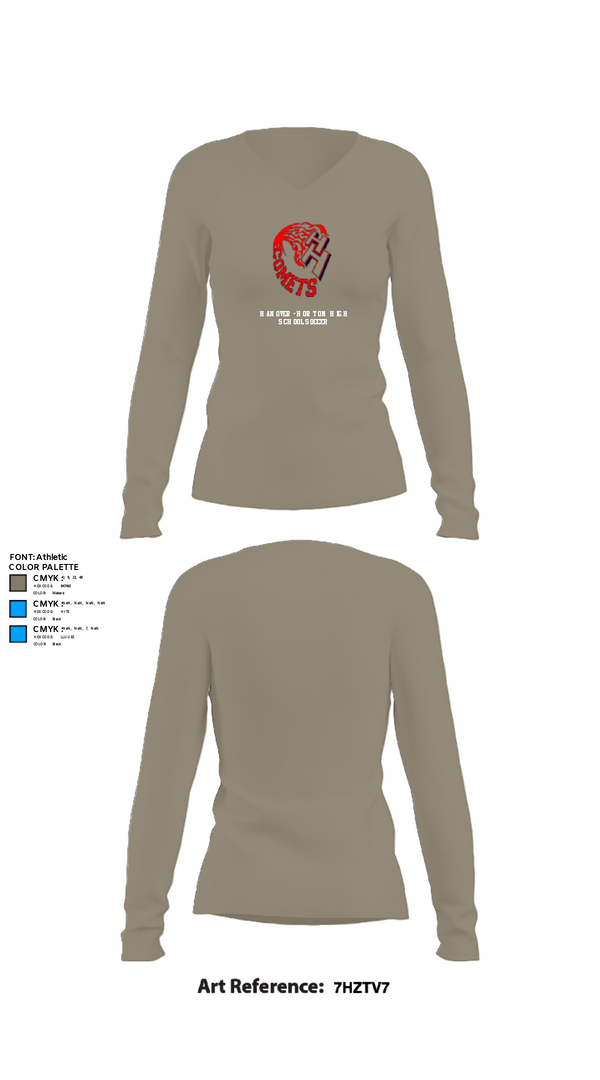 Womens Long Sleeve Vneck Shirt, Hanover-Horton High School Soccer, Women's Soccer, Teamtime, Team time, sublimation, custom sports apparel, team uniforms, spirit wear, spiritwear, sports uniforms, custom shirts, team store, custom team store, fundraiser sports, apparel fundraiser