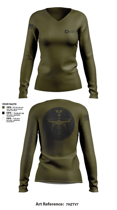 Delta Defense Unit 32292143 Women's Long Sleeve V-neck Shirt - 105