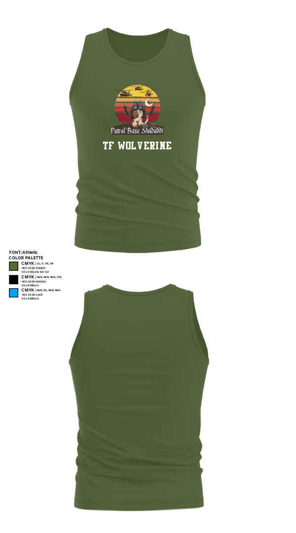 Tank Top, TF Wolverine, Army, Teamtime, Team time, sublimation, custom sports apparel, team uniforms, spirit wear, spiritwear, sports uniforms, custom shirts, team store, custom team store, fundraiser sports, apparel fundraiser