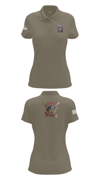 Womens Short Sleeve Performance Polo, Archer Battery 2-2 FA, Army, Teamtime, Team time, sublimation, custom sports apparel, team uniforms, spirit wear, spiritwear, sports uniforms, custom shirts, team store, custom team store, fundraiser sports, apparel fundraiser