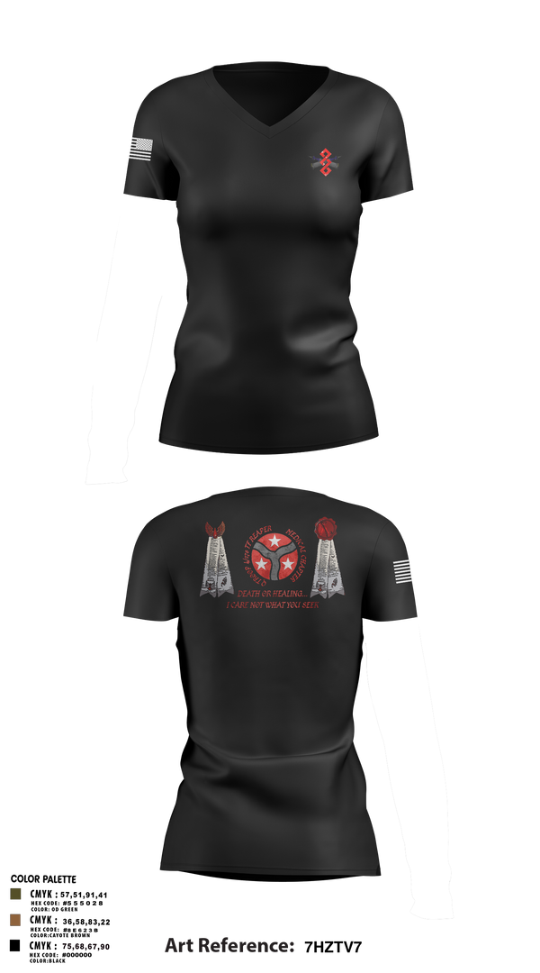 Womens Short Sleeve Vneck Shirt, q trp 4/278th, , Teamtime, Team time, sublimation, custom sports apparel, team uniforms, spirit wear, spiritwear, sports uniforms, custom shirts, team store, custom team store, fundraiser sports, apparel fundraiser