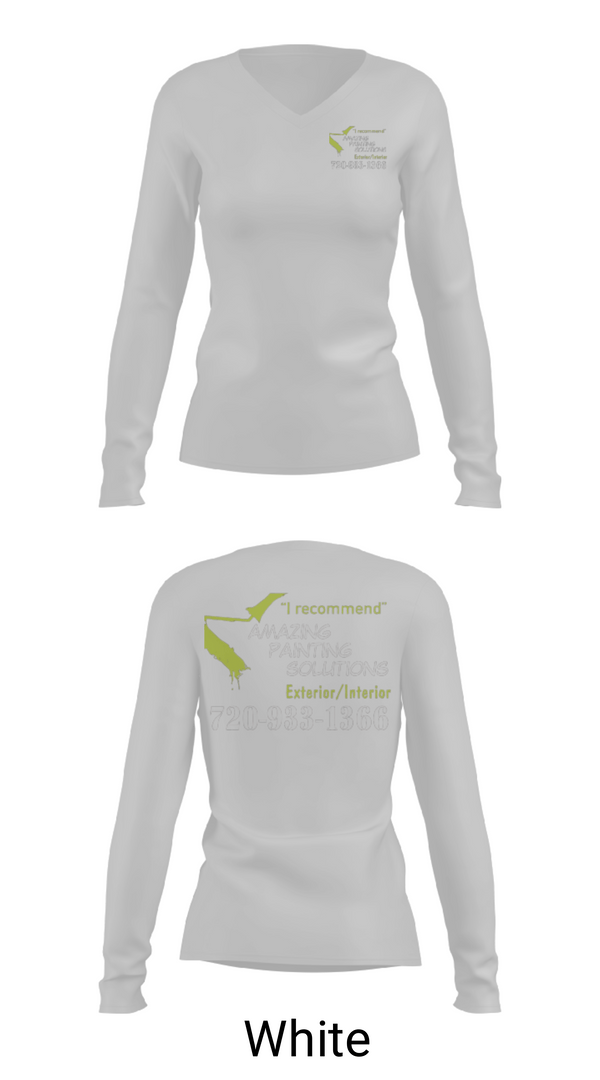 Womens Long Sleeve Vneck Shirt, Amazing Painting Solutions, , Teamtime, Team time, sublimation, custom sports apparel, team uniforms, spirit wear, spiritwear, sports uniforms, custom shirts, team store, custom team store, fundraiser sports, apparel fundraiser