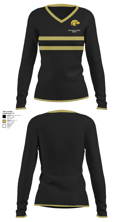 Women's Long Sleeve Vneck Shirt, Scott High School Soccer, Men's Soccer, Teamtime, Team time, sublimation, custom sports apparel, team uniforms, spirit wear, spiritwear, sports uniforms, custom shirts, team store, custom team store, fundraiser sports, apparel fundraiser