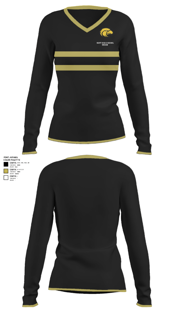 Women's Long Sleeve Vneck Shirt, Scott High School Soccer, Men's Soccer, Teamtime, Team time, sublimation, custom sports apparel, team uniforms, spirit wear, spiritwear, sports uniforms, custom shirts, team store, custom team store, fundraiser sports, apparel fundraiser