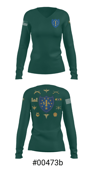 Women's Long Sleeve Vneck Shirt, 54th Troop Command, National Guard, Teamtime, Team time, sublimation, custom sports apparel, team uniforms, spirit wear, spiritwear, sports uniforms, custom shirts, team store, custom team store, fundraiser sports, apparel fundraiser