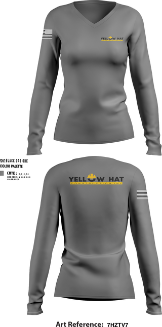 Womens Long Sleeve Vneck Shirt, Yellow hat construction Inc, , Teamtime, Team time, sublimation, custom sports apparel, team uniforms, spirit wear, spiritwear, sports uniforms, custom shirts, team store, custom team store, fundraiser sports, apparel fundraiser