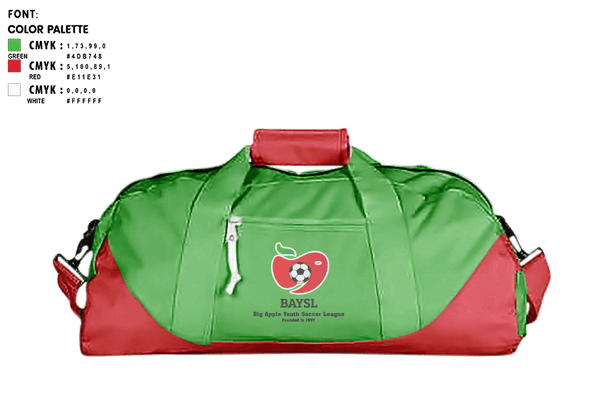 Duffle Bag, Big Apple Soccer League, Men's Soccer, Teamtime, Team time, sublimation, custom sports apparel, team uniforms, spirit wear, spiritwear, sports uniforms, custom shirts, team store, custom team store, fundraiser sports, apparel fundraiser