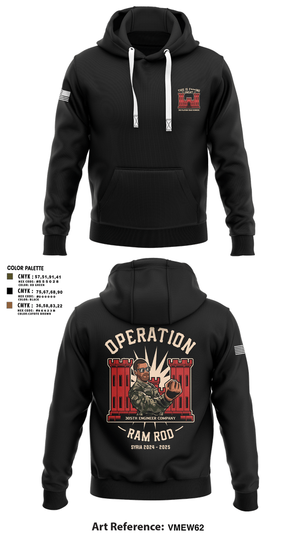 Hoodie, 305th En Co, Army, Teamtime, Team time, sublimation, custom sports apparel, team uniforms, spirit wear, spiritwear, sports uniforms, custom shirts, team store, custom team store, fundraiser sports, apparel fundraiser