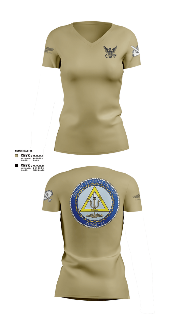 Womens Short Sleeve Vneck Shirt, TRIDENT TRAINING FACILITY, Navy, Teamtime, Team time, sublimation, custom sports apparel, team uniforms, spirit wear, spiritwear, sports uniforms, custom shirts, team store, custom team store, fundraiser sports, apparel fundraiser