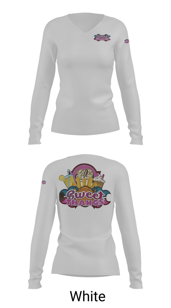 Womens Long Sleeve Vneck Shirt 1, Sweet Thangs, , Teamtime, Team time, sublimation, custom sports apparel, team uniforms, spirit wear, spiritwear, sports uniforms, custom shirts, team store, custom team store, fundraiser sports, apparel fundraiser
