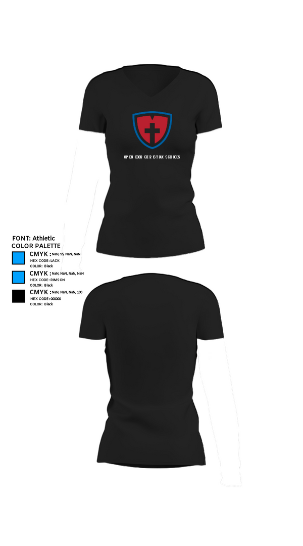 Womens Short Sleeve Vneck Shirt, Open Door Christian Schools, , Teamtime, Team time, sublimation, custom sports apparel, team uniforms, spirit wear, spiritwear, sports uniforms, custom shirts, team store, custom team store, fundraiser sports, apparel fundraiser