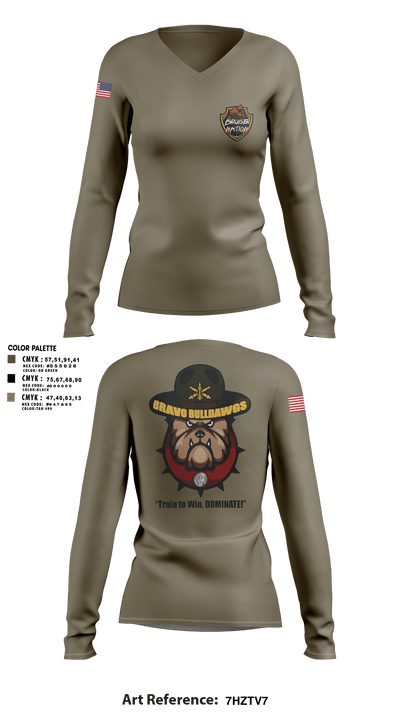 Bravo BulldawgsBravo BulldawgsB_3-6 ADARBulldawgs 3-6ADAR 29854779 Women's Long Sleeve V-neck Shirt - 3