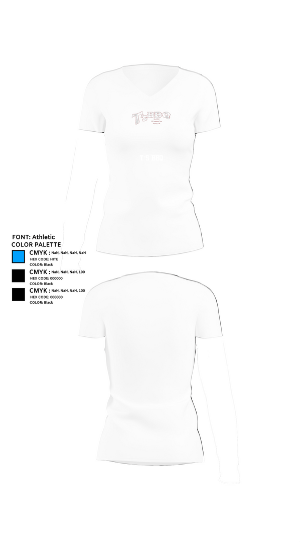 Womens Short Sleeve Vneck Shirt, T’s BBQ, , Teamtime, Team time, sublimation, custom sports apparel, team uniforms, spirit wear, spiritwear, sports uniforms, custom shirts, team store, custom team store, fundraiser sports, apparel fundraiser