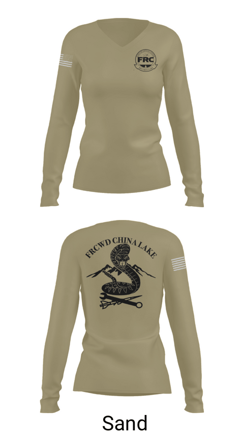 Women's Long Sleeve Vneck Shirt, FRCW Det China Lake, Navy, Teamtime, Team time, sublimation, custom sports apparel, team uniforms, spirit wear, spiritwear, sports uniforms, custom shirts, team store, custom team store, fundraiser sports, apparel fundraiser
