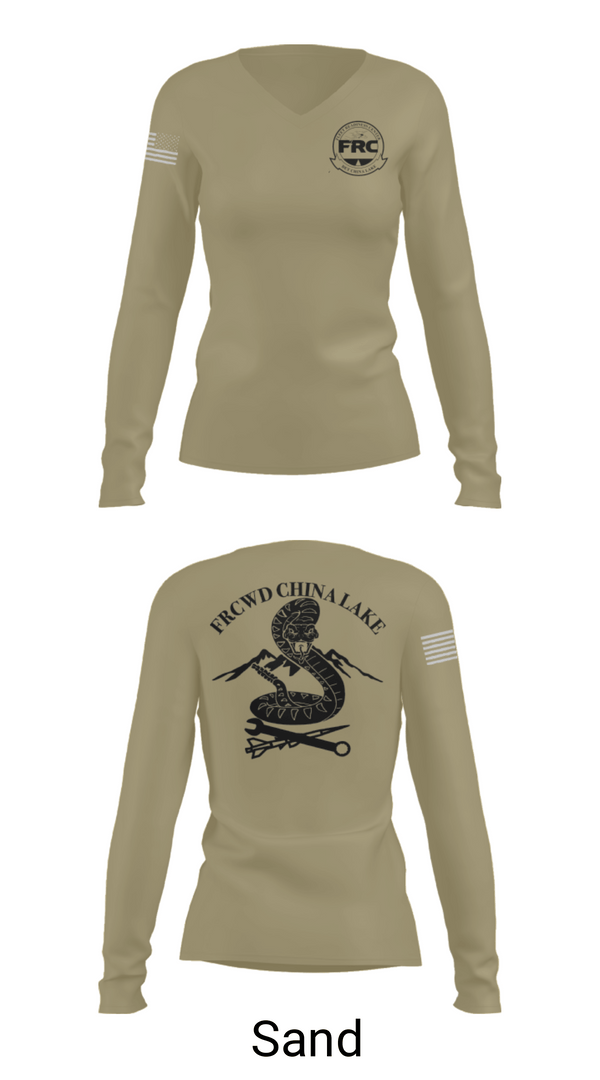 Women's Long Sleeve Vneck Shirt, FRCW Det China Lake, Navy, Teamtime, Team time, sublimation, custom sports apparel, team uniforms, spirit wear, spiritwear, sports uniforms, custom shirts, team store, custom team store, fundraiser sports, apparel fundraiser