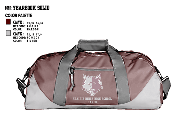 Duffle Bag, Prairie Ridge High School Dance, Spirit Store, Teamtime, Team time, sublimation, custom sports apparel, team uniforms, spirit wear, spiritwear, sports uniforms, custom shirts, team store, custom team store, fundraiser sports, apparel fundraiser