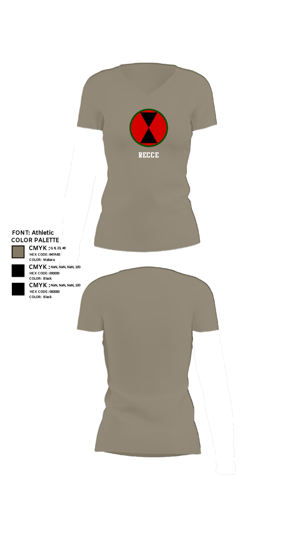 Womens Short Sleeve Vneck Shirt, RECCE, Army, Teamtime, Team time, sublimation, custom sports apparel, team uniforms, spirit wear, spiritwear, sports uniforms, custom shirts, team store, custom team store, fundraiser sports, apparel fundraiser