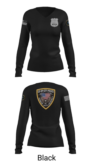 Womens Long Sleeve Vneck Shirt, Co-op City Police Department, Police, Teamtime, Team time, sublimation, custom sports apparel, team uniforms, spirit wear, spiritwear, sports uniforms, custom shirts, team store, custom team store, fundraiser sports, apparel fundraiser