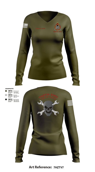758th SMC 429395 Women's Long Sleeve V-neck Shirt - 5