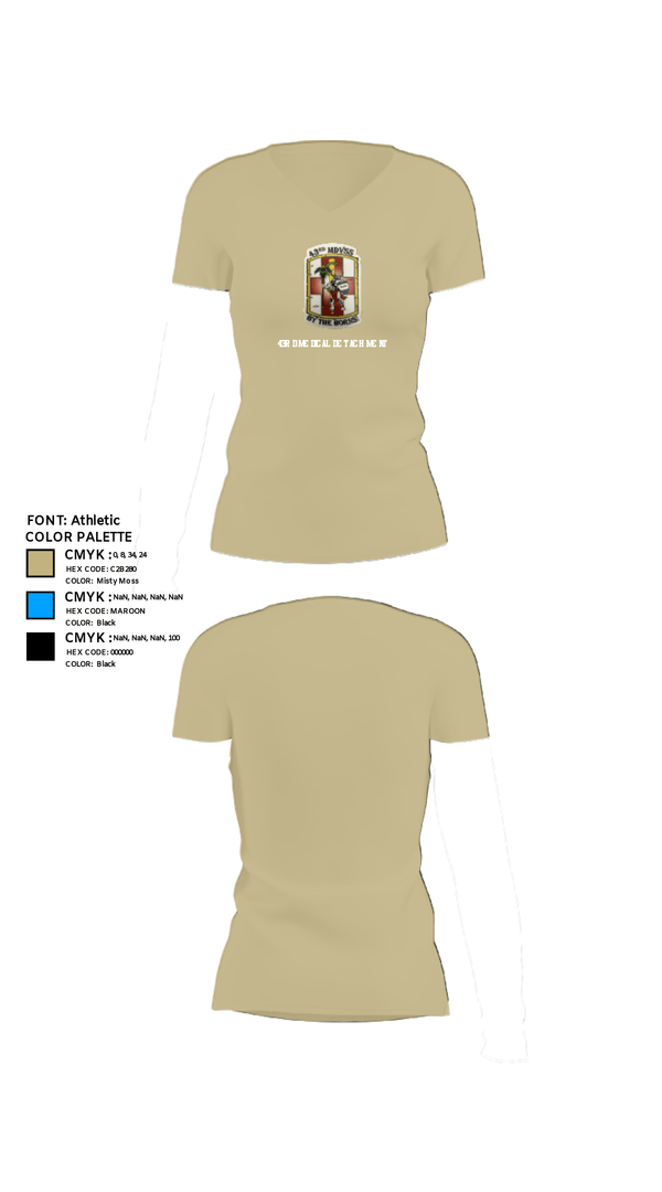 Womens Short Sleeve Vneck Shirt, 43rd Medical Detachment, , Teamtime, Team time, sublimation, custom sports apparel, team uniforms, spirit wear, spiritwear, sports uniforms, custom shirts, team store, custom team store, fundraiser sports, apparel fundraiser