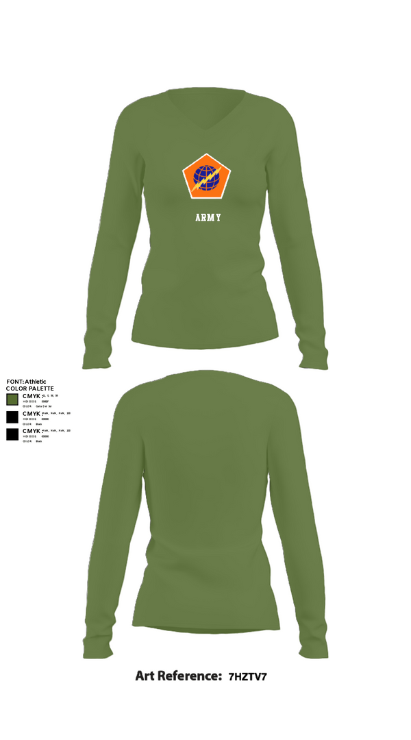 Women's Long Sleeve Vneck Shirt, 98th Expeditionary Signal Battalion, Army, Teamtime, Team time, sublimation, custom sports apparel, team uniforms, spirit wear, spiritwear, sports uniforms, custom shirts, team store, custom team store, fundraiser sports, apparel fundraiser