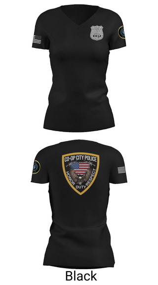 Womens Short Sleeve Vneck Shirt, Co-op City Police Department, Police, Teamtime, Team time, sublimation, custom sports apparel, team uniforms, spirit wear, spiritwear, sports uniforms, custom shirts, team store, custom team store, fundraiser sports, apparel fundraiser