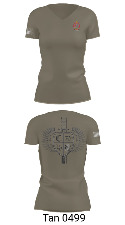 1/6 Charlie company 57623545 Women's Short Sleeve V-neck Shirt - 68