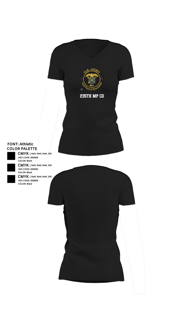 Womens Short Sleeve Vneck Shirt, 235th MP CO, Army, Teamtime, Team time, sublimation, custom sports apparel, team uniforms, spirit wear, spiritwear, sports uniforms, custom shirts, team store, custom team store, fundraiser sports, apparel fundraiser