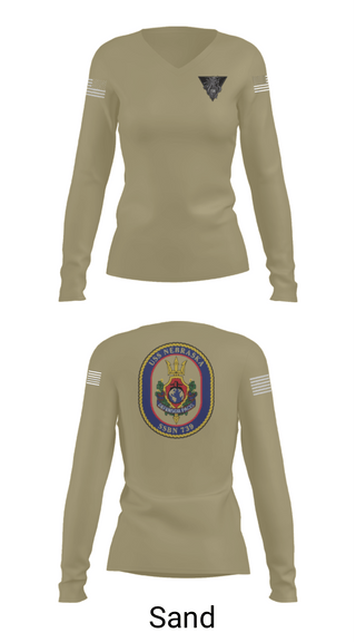 Women's Long Sleeve Vneck Shirt, USS Nebraska, Navy, Teamtime, Team time, sublimation, custom sports apparel, team uniforms, spirit wear, spiritwear, sports uniforms, custom shirts, team store, custom team store, fundraiser sports, apparel fundraiser