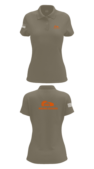 Womens Short Sleeve Performance Polo, Rising Doors, Army, Teamtime, Team time, sublimation, custom sports apparel, team uniforms, spirit wear, spiritwear, sports uniforms, custom shirts, team store, custom team store, fundraiser sports, apparel fundraiser