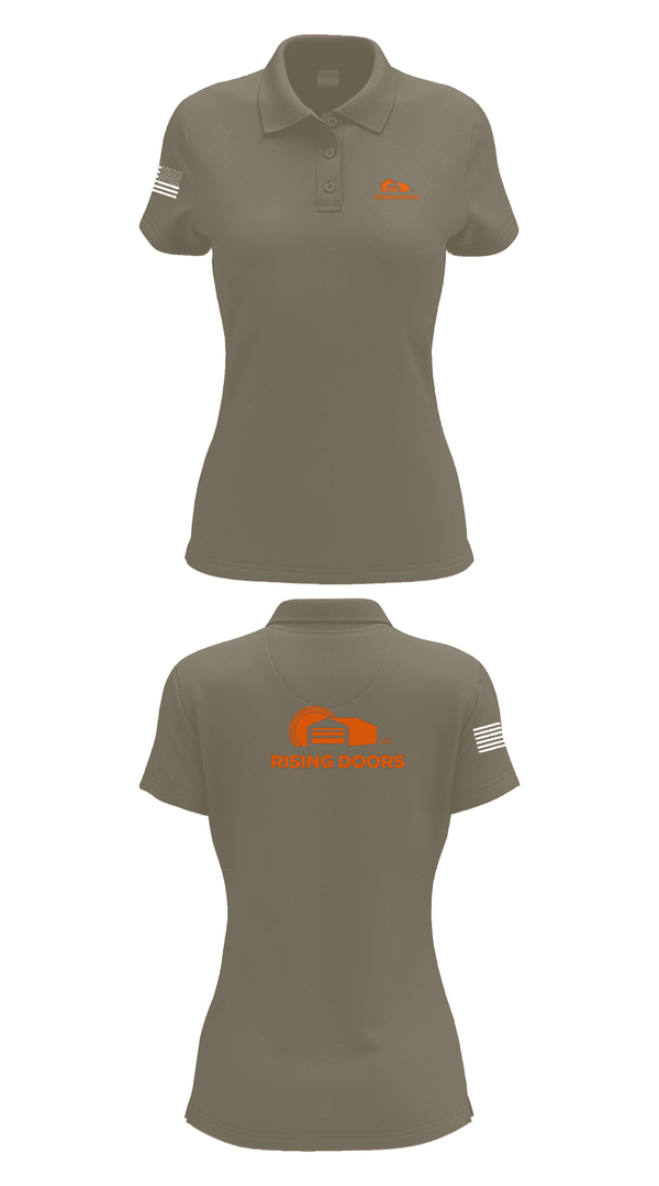 Womens Short Sleeve Performance Polo, Rising Doors, Army, Teamtime, Team time, sublimation, custom sports apparel, team uniforms, spirit wear, spiritwear, sports uniforms, custom shirts, team store, custom team store, fundraiser sports, apparel fundraiser