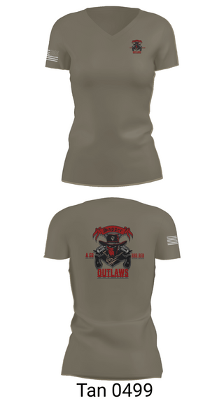Womens Short Sleeve Vneck Shirt, 1st Cav 3rd BEB ACO “Outlaw”, , Teamtime, Team time, sublimation, custom sports apparel, team uniforms, spirit wear, spiritwear, sports uniforms, custom shirts, team store, custom team store, fundraiser sports, apparel fundraiser