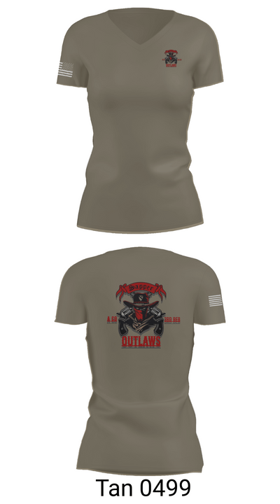 1st Cav 3rd BEB ACO “Outlaw” 26050873 Women's Short Sleeve V-neck Shirt - 68