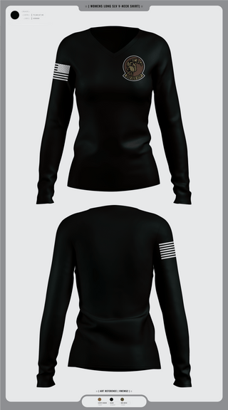 Womens Long Sleeve Vneck Shirt, 332 ECS SCOS, Air Force, Teamtime, Team time, sublimation, custom sports apparel, team uniforms, spirit wear, spiritwear, sports uniforms, custom shirts, team store, custom team store, fundraiser sports, apparel fundraiser