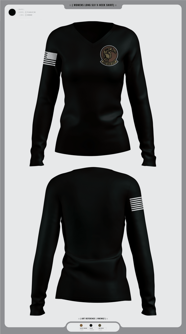 Womens Long Sleeve Vneck Shirt, 332 ECS SCOS, Air Force, Teamtime, Team time, sublimation, custom sports apparel, team uniforms, spirit wear, spiritwear, sports uniforms, custom shirts, team store, custom team store, fundraiser sports, apparel fundraiser