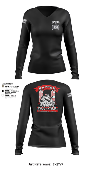 Womens Long Sleeve Vneck Shirt, 95TH CEC-I, Army, Teamtime, Team time, sublimation, custom sports apparel, team uniforms, spirit wear, spiritwear, sports uniforms, custom shirts, team store, custom team store, fundraiser sports, apparel fundraiser