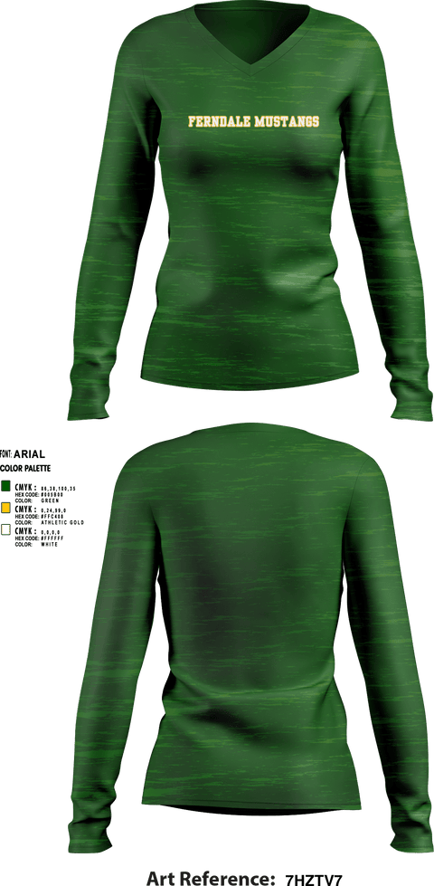 Womens Long Sleeve Vneck Shirt, Ferndale Mustangs, , Teamtime, Team time, sublimation, custom sports apparel, team uniforms, spirit wear, spiritwear, sports uniforms, custom shirts, team store, custom team store, fundraiser sports, apparel fundraiser