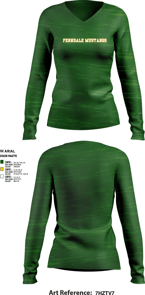 Womens Long Sleeve Vneck Shirt, Ferndale Mustangs, , Teamtime, Team time, sublimation, custom sports apparel, team uniforms, spirit wear, spiritwear, sports uniforms, custom shirts, team store, custom team store, fundraiser sports, apparel fundraiser