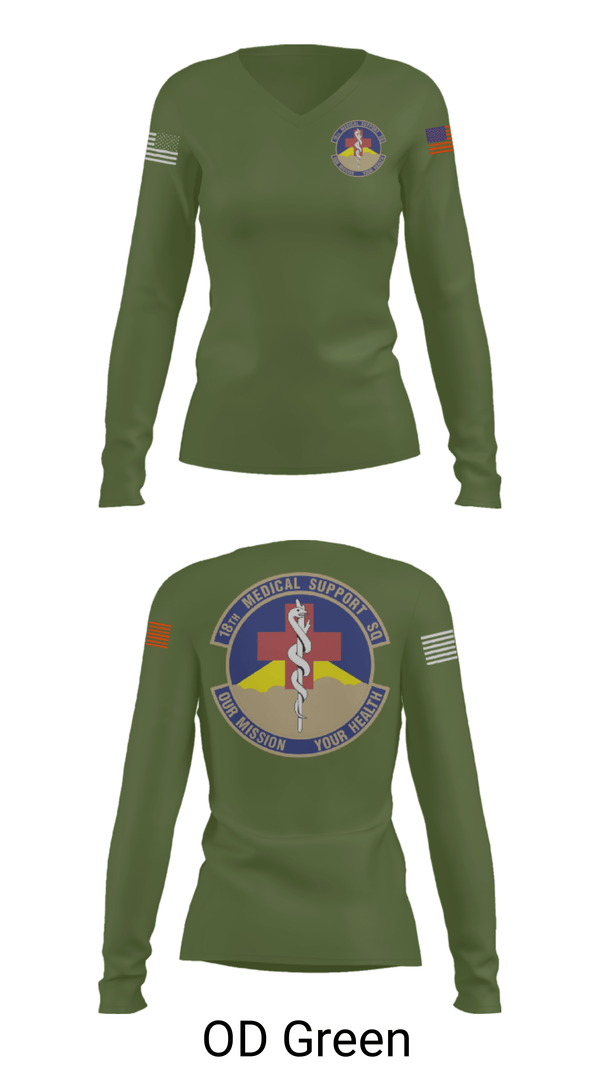 Women's Long Sleeve Vneck Shirt, 18 MDSS, Air Force, Teamtime, Team time, sublimation, custom sports apparel, team uniforms, spirit wear, spiritwear, sports uniforms, custom shirts, team store, custom team store, fundraiser sports, apparel fundraiser