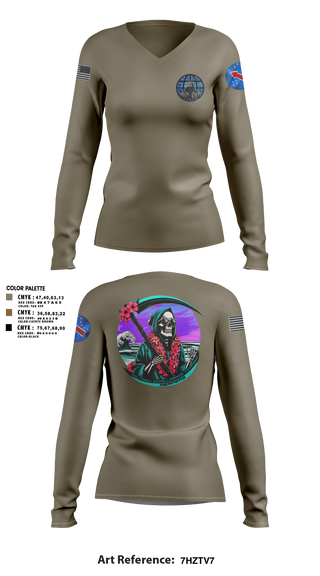 Womens Long Sleeve Vneck Shirt, REAPERS, FT SHAFTER, , Teamtime, Team time, sublimation, custom sports apparel, team uniforms, spirit wear, spiritwear, sports uniforms, custom shirts, team store, custom team store, fundraiser sports, apparel fundraiser