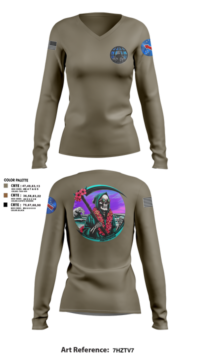 REAPERS, FT SHAFTER 63519061 Women's Long Sleeve V-neck Shirt - 1