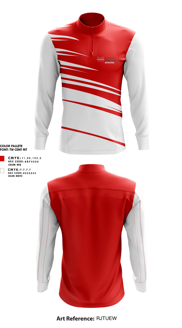 Quarter Zip Jacket, Monroe High School Bowling, Bowling, Teamtime, Team time, sublimation, custom sports apparel, team uniforms, spirit wear, spiritwear, sports uniforms, custom shirts, team store, custom team store, fundraiser sports, apparel fundraiser