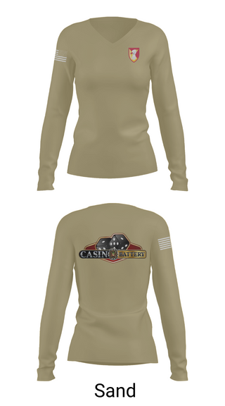 Womens Long Sleeve Vneck Shirt, Charlie Battery, 1st Battalion 1st Air Defense Artillery Regiment, , Teamtime, Team time, sublimation, custom sports apparel, team uniforms, spirit wear, spiritwear, sports uniforms, custom shirts, team store, custom team store, fundraiser sports, apparel fundraiser