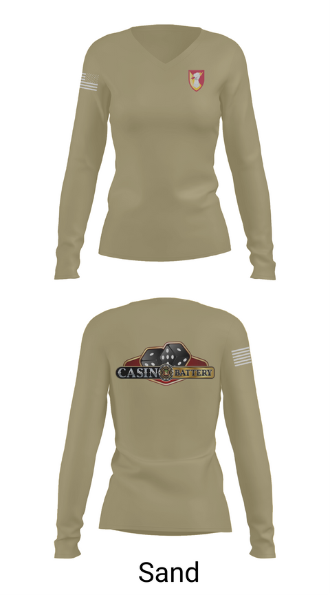 Womens Long Sleeve Vneck Shirt, Charlie Battery, 1st Battalion 1st Air Defense Artillery Regiment, , Teamtime, Team time, sublimation, custom sports apparel, team uniforms, spirit wear, spiritwear, sports uniforms, custom shirts, team store, custom team store, fundraiser sports, apparel fundraiser